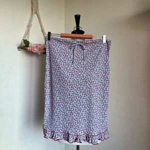 Y2K cottagecore blue floral skirt